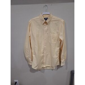 LANDS' END Men‎ SZ M 15.5-34 Trim Fit Butter Yellow Button Down dress shirt prep